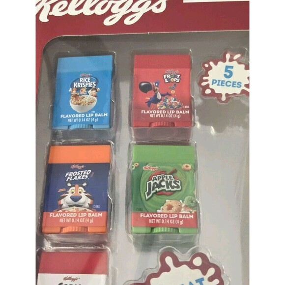 Kellogg’s Cereal Flavored Lip Balm x 5 Rice Krispies Fruit Loops Novelty NIB - Picture 2 of 6